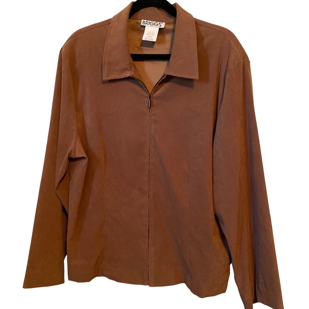 BRIGGS Women's Brown Suede Full Zip Jacket‎ Size 18W